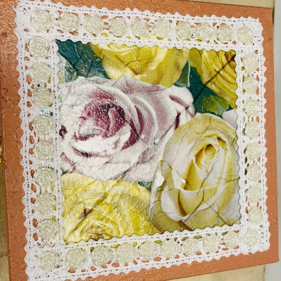 Decoupage multipurpose decorative wooden box - Picture 5 of 7